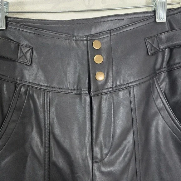 Young Fabulous & Broke Highrise Black Faux Leather Pants Straight Leg Size Small - Picture 4 of 10